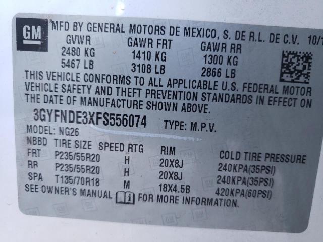 Photo 10 from auction – 2015 CADILLAC SRX PREMIU with VIN 3GYFNDE3XFS556074