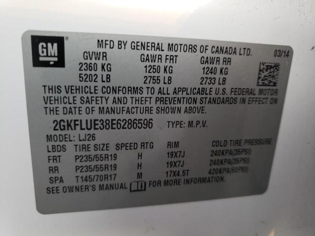Photo 10 from auction – 2014 GMC TERRAIN DE with VIN 2GKFLUE38E6286596