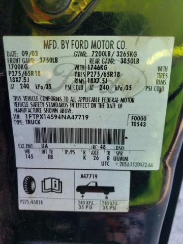 Photo 10 from auction – 2004 FORD F150 with VIN 1FTPX14594NA47719