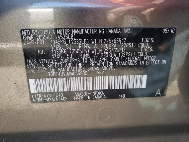 Photo 10 from auction – 2010 TOYOTA RAV4 with VIN 2T3BF4DV0AW055839