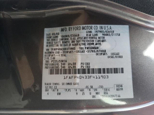 صورة رقم 10 من المزاد - 2003 FORD MUSTANG مع VIN 1FAFP40433F411903