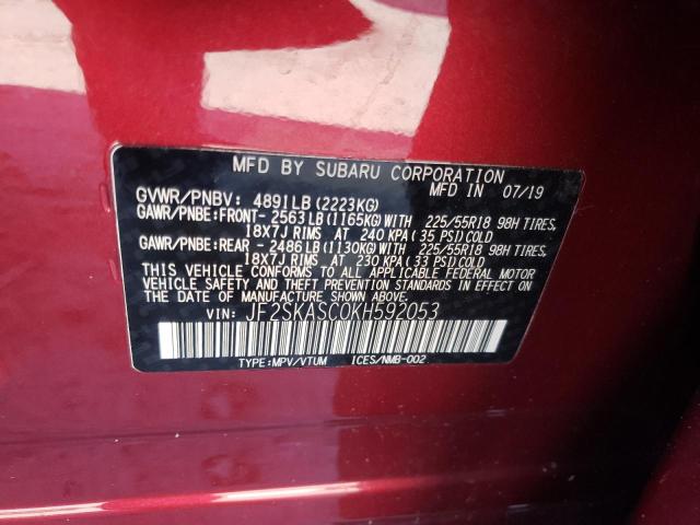 Photo 10 from auction – 2019 SUBARU FORESTER L with VIN JF2SKASC0KH592053