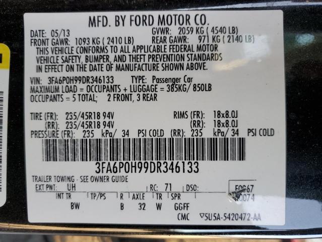 Photo 10 from auction – 2013 FORD FUSION SE with VIN 3FA6P0H99DR346133