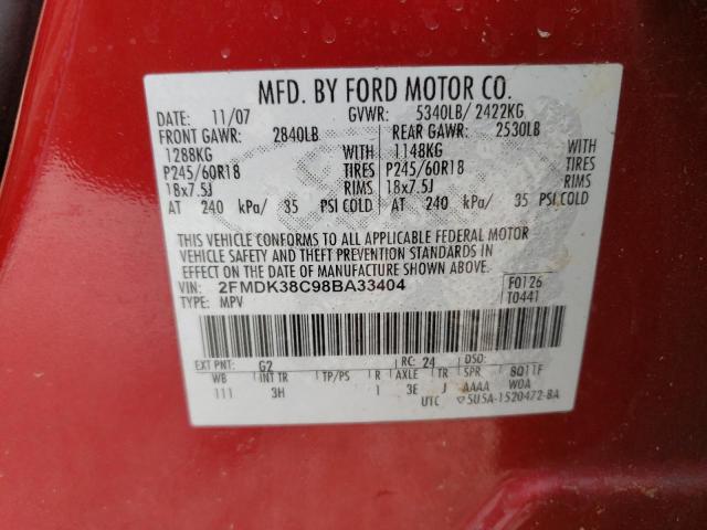 Photo 10 from auction – 2008 FORD EDGE SEL with VIN 2FMDK38C98BA33404