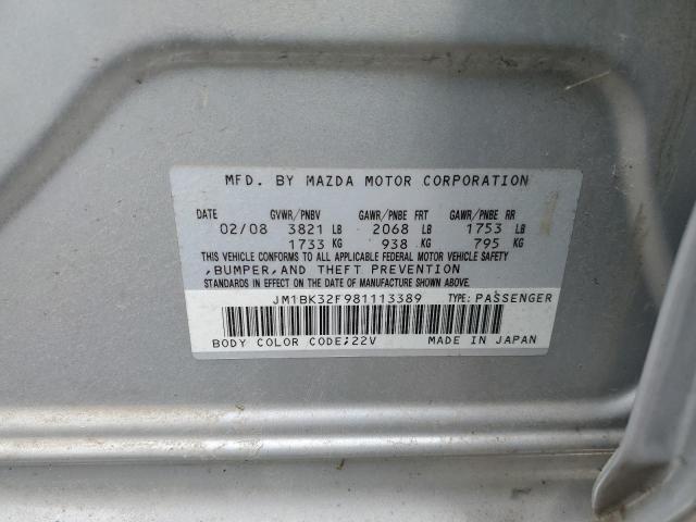 Photo 10 from auction – 2008 MAZDA 3 I with VIN JM1BK32F981113389