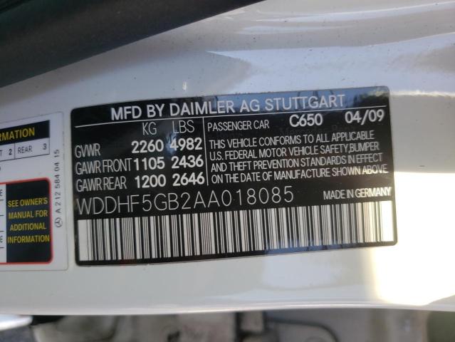 Photo 10 from auction – 2010 MERCEDES-BENZ E 350 with VIN WDDHF5GB2AA018085