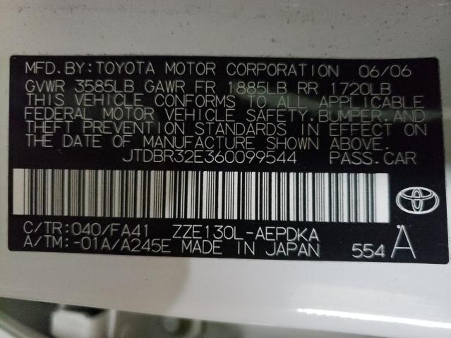 Photo 10 from auction – 2006 TOYOTA COROLLA CE with VIN JTDBR32E360099544