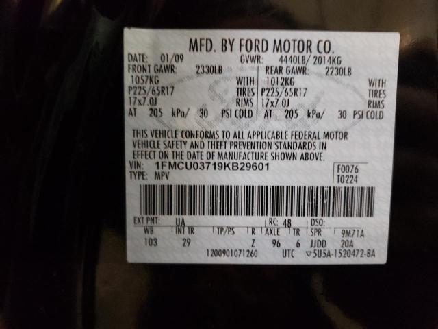 Photo 10 from auction – 2009 FORD ESCAPE XLT with VIN 1FMCU03719KB29601
