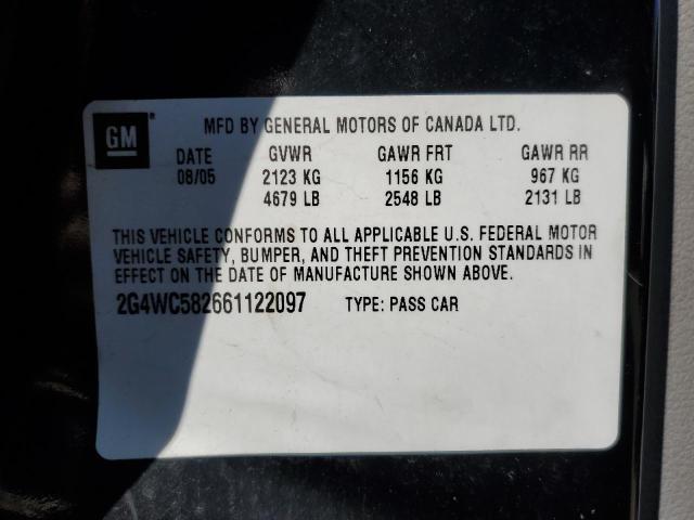 Photo 10 from auction – 2006 BUICK LACROSSE C with VIN 2G4WC582661122097
