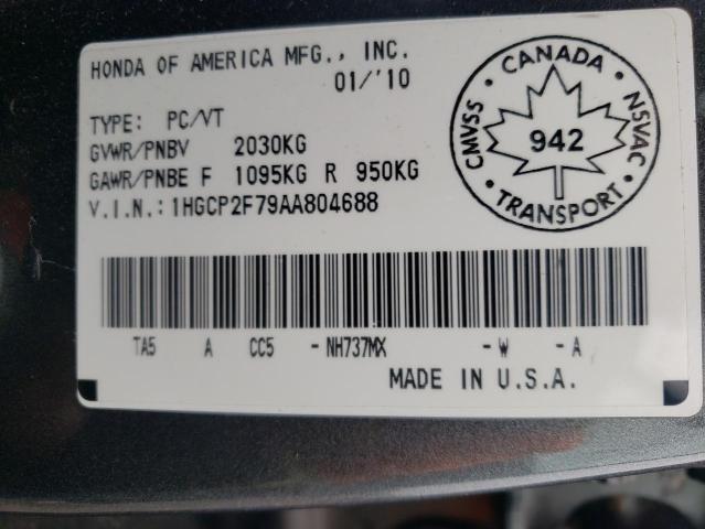 Photo 10 from auction – 2010 HONDA ACCORD EX with VIN 1HGCP2F79AA804688