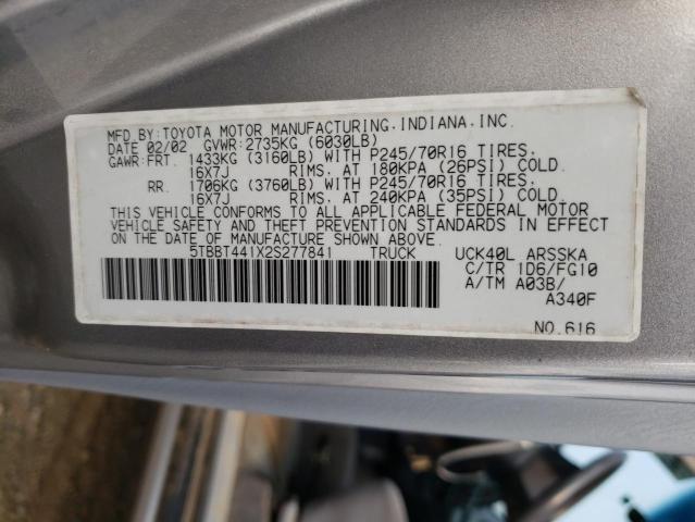 Photo 10 from auction – 2002 TOYOTA TUNDRA ACC with VIN 5TBBT441X2S277841
