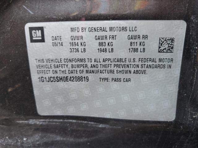 Photo 10 from auction – 2014 CHEVROLET SONIC LT with VIN 1G1JC5SH0E4208819