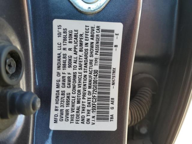 Photo 10 from auction – 2016 HONDA CIVIC EX with VIN 19XFC2F72GE001430