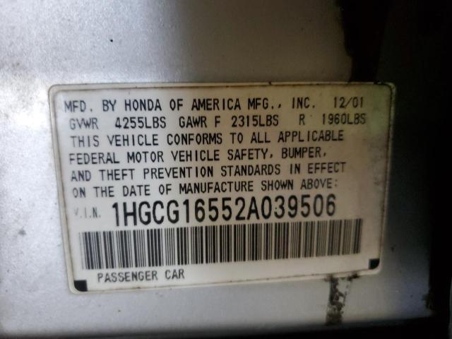 Photo 10 from auction – 2002 HONDA ACCORD EX with VIN 1HGCG16552A039506