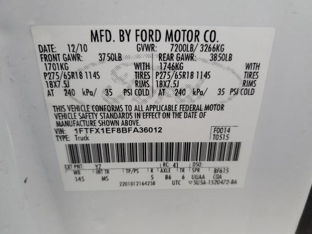 Photo 10 from auction – 2011 FORD F150 SUPER with VIN 1FTFX1EF8BFA36012