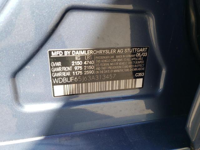 Photo 10 from auction – 2003 MERCEDES-BENZ E 320 with VIN WDBUF65J63A313457