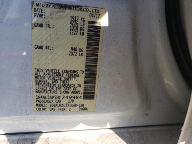 Photo 10 from auction – 2017 NISSAN ALTIMA 2.5 with VIN 1N4AL3AP5HC249984