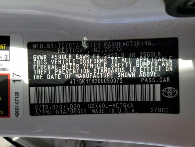Photo 10 from auction – 2013 TOYOTA AVALON BAS with VIN 4T1BK1EB2DU050072
