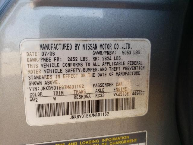 Photo 10 from auction – 2007 INFINITI M45 BASE with VIN JNKBY01E67M401162