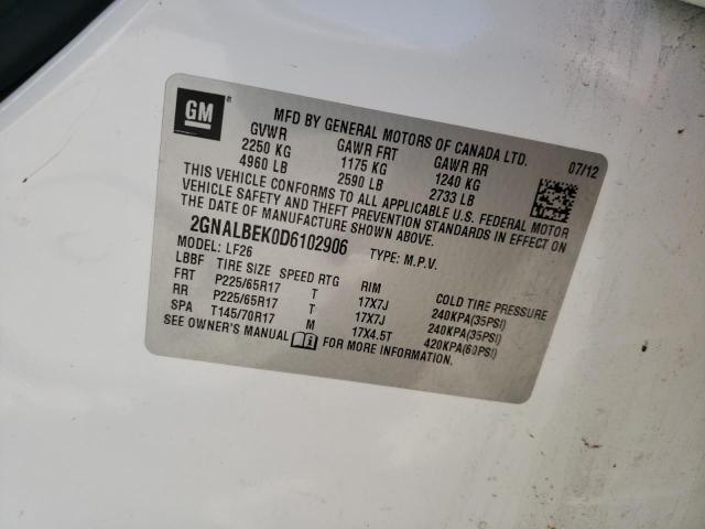 Photo 10 from auction – 2013 CHEVROLET EQUINOX LS with VIN 2GNALBEK0D6102906