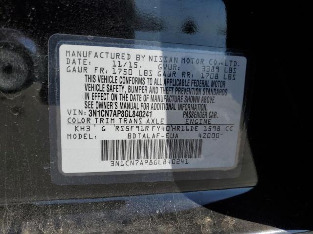 Photo 10 from auction – 2016 NISSAN VERSA S with VIN 3N1CN7AP8GL840241
