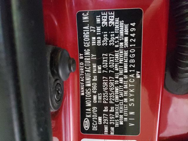 Photo 10 from auction – 2011 KIA SORENTO BA with VIN 5XYKTCA12BG012494