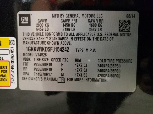 Photo 10 from auction – 2015 GMC ACADIA SLT with VIN 1GKKVRKD5FJ154242