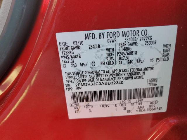 Photo 10 from auction – 2010 FORD EDGE SEL with VIN 2FMDK3JC0ABB32340