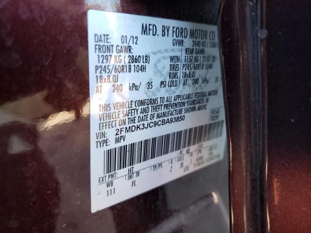 Photo 10 from auction – 2012 FORD EDGE SEL with VIN 2FMDK3JC9CBA93850