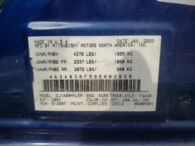 Photo 10 from auction – 2009 MITSUBISHI GALANT ES with VIN 4A3AB36F59E602935