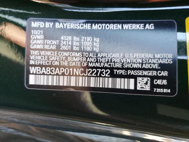 Photo 10 from auction – 2022 BMW M440I with VIN WBA83AP01NCJ22732