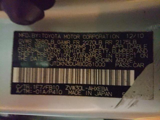Photo 10 from auction – 2011 TOYOTA PRIUS with VIN JTDKN3DU4B0261000