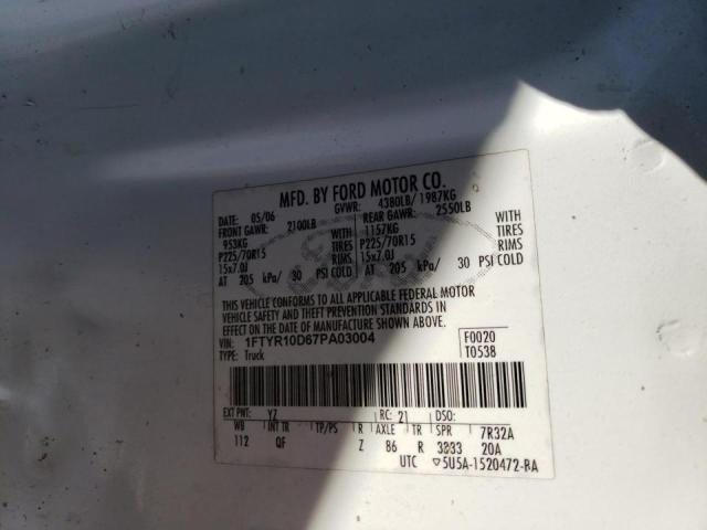 Zdjęcie 10 z aukcji – 2007 FORD RANGER z VIN 1FTYR10D67PA03004