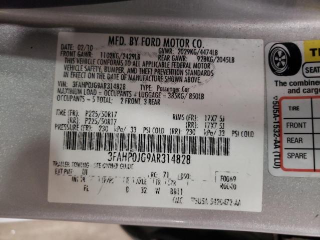 Photo 10 from auction – 2010 FORD FUSION with VIN 3FAHP0JG9AR314828