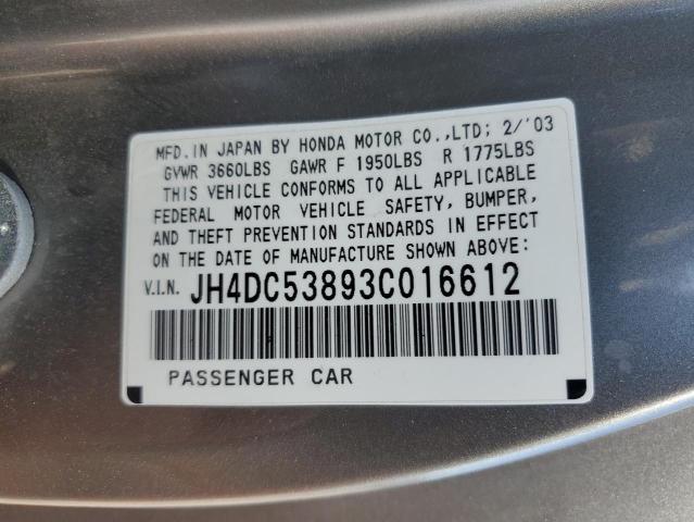 Photo 10 from auction – 2003 ACURA RSX with VIN JH4DC53893C016612