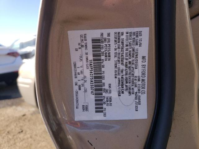 Photo 10 from auction – 2005 FORD TAURUS SEL with VIN 1FAFP56275A233747