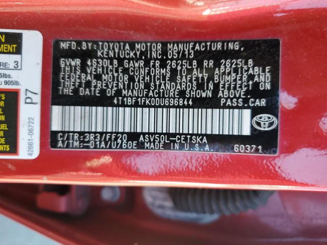 Photo 10 from auction – 2013 TOYOTA CAMRY L with VIN 4T1BF1FK0DU696844