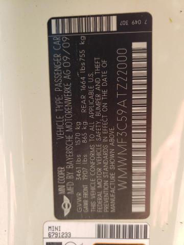 Photo 10 from auction – 2010 MINI COOPER with VIN WMWMF3C59ATZ22000
