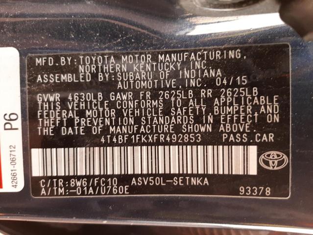 Photo 10 from auction – 2015 TOYOTA CAMRY LE with VIN 4T4BF1FKXFR492853