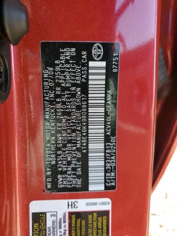 Photo 10 from auction – 2009 TOYOTA CAMRY BASE with VIN 4T4BE46K49R088617