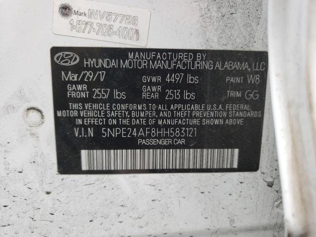 Photo 10 from auction – 2017 HYUNDAI SONATA SE with VIN 5NPE24AF8HH583121