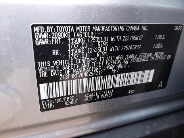 Photo 10 from auction – 2022 TOYOTA RAV4 LE with VIN 2T3F1RFV6NC293213