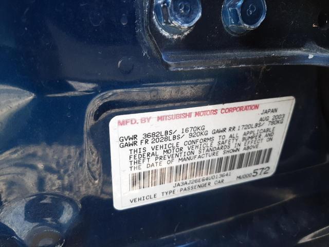 Photo 10 from auction – 2004 MITSUBISHI LANCER ES with VIN JA3AJ26E64U013641