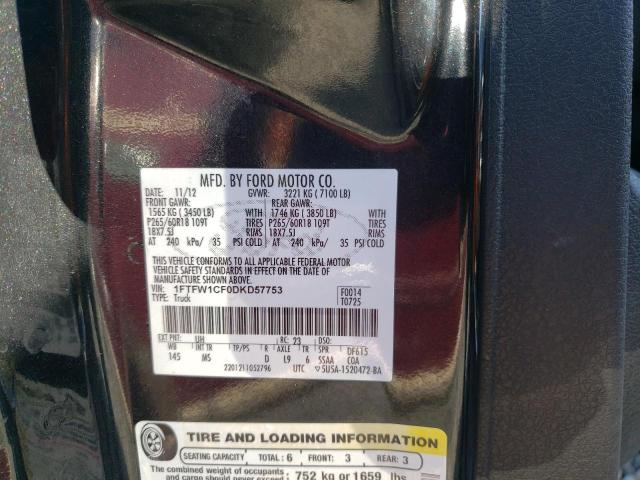 Photo 10 from auction – 2013 FORD F150 SUPER with VIN 1FTFW1CF0DKD57753