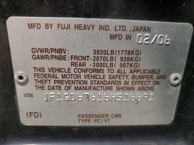Photo 10 from auction – 2006 SUBARU IMPREZA with VIN JF1GD67616H516691