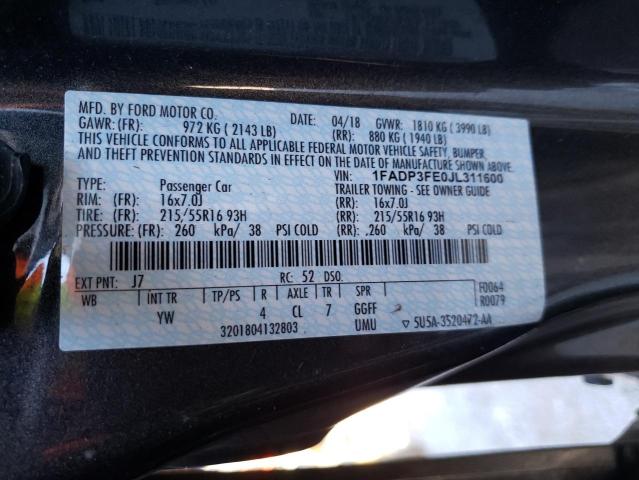 Photo 10 from auction – 2018 FORD FOCUS SE with VIN 1FADP3FE0JL311600