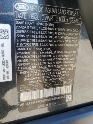 Photo 10 from auction – 2020 LAND ROVER RANGE ROVE with VIN SALGS2RKXLA409588