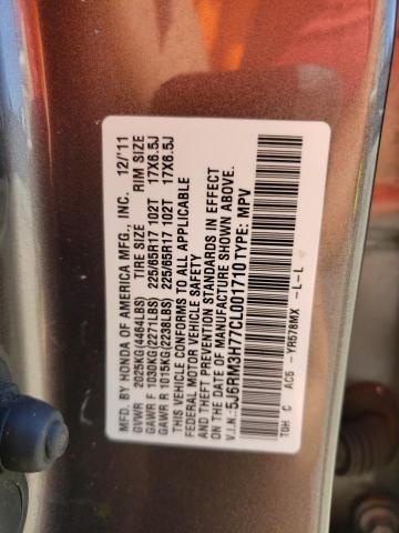 Photo 10 from auction – 2012 HONDA CR-V EXL with VIN 5J6RM3H77CL001710
