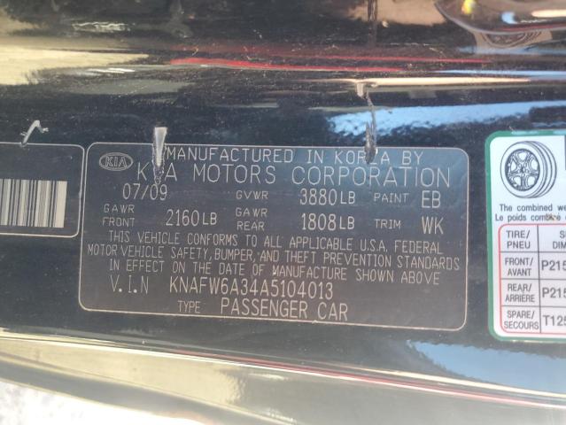 Photo 10 from auction – 2010 KIA FORTE SX with VIN KNAFW6A34A5104013