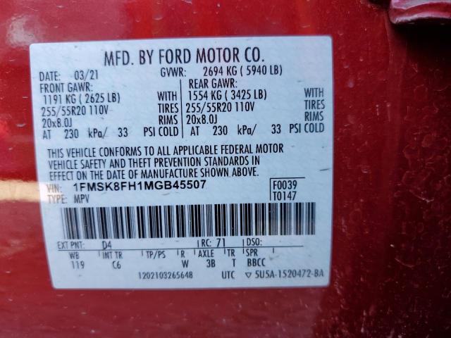 Zdjęcie 10 z aukcji – 2021 FORD EXPLORER L z VIN 1FMSK8FH1MGB45507